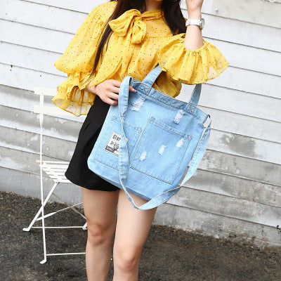 Wholesale Denim Ripped Tote Bag